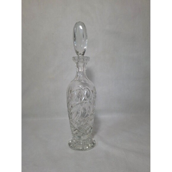 Vintage Cut Crystal Glass Decanter Thistle Design NOT Original Lid Stopper - Picture 1 of 9